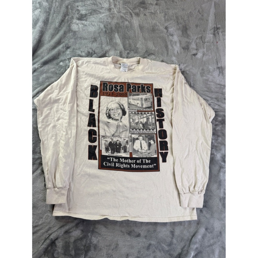 Vtg 90's Rosa Parks T Shirt Large Long Sleeve Black History Civil Rights Double